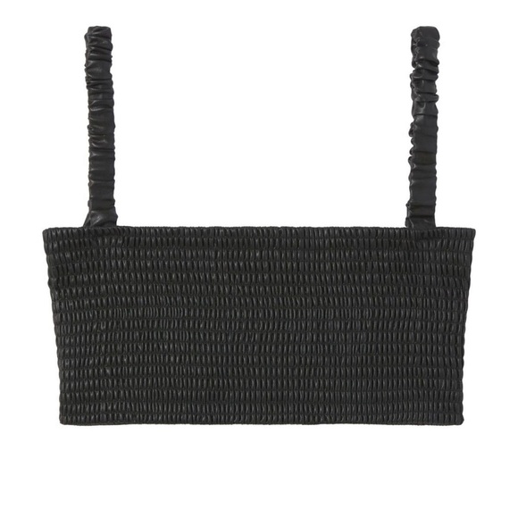 PROENZA SCHOULER WHITE LABEL Faux Leather Smocked Crop Top Sz M - Picture 7 of 8